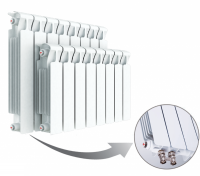 Радиатор биметаллический секционный Rifar Monolit Ventil 350 х 12 секций (подключение нижнее справа)