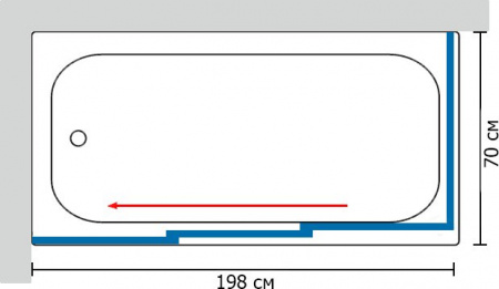 Шторка на ванну GuteWetter Practic Part GV-413A левая 198x70 см стекло бесцветное, профиль матовый хром