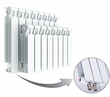 Радиатор биметаллический секционный Rifar Monolit Ventil 350 х 6 секций (подключение нижнее справа)