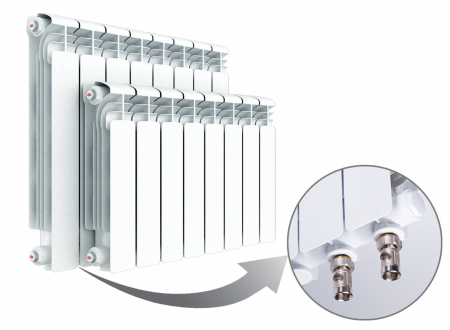 Радиатор алюминиевый секционный Rifar Alum Ventil 350 х 8 секций (подключение нижнее слева)