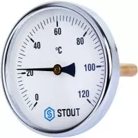 Термометр биметаллический с погружной гильзой Stout (корпус Ø 100 мм, гильза 100 мм)